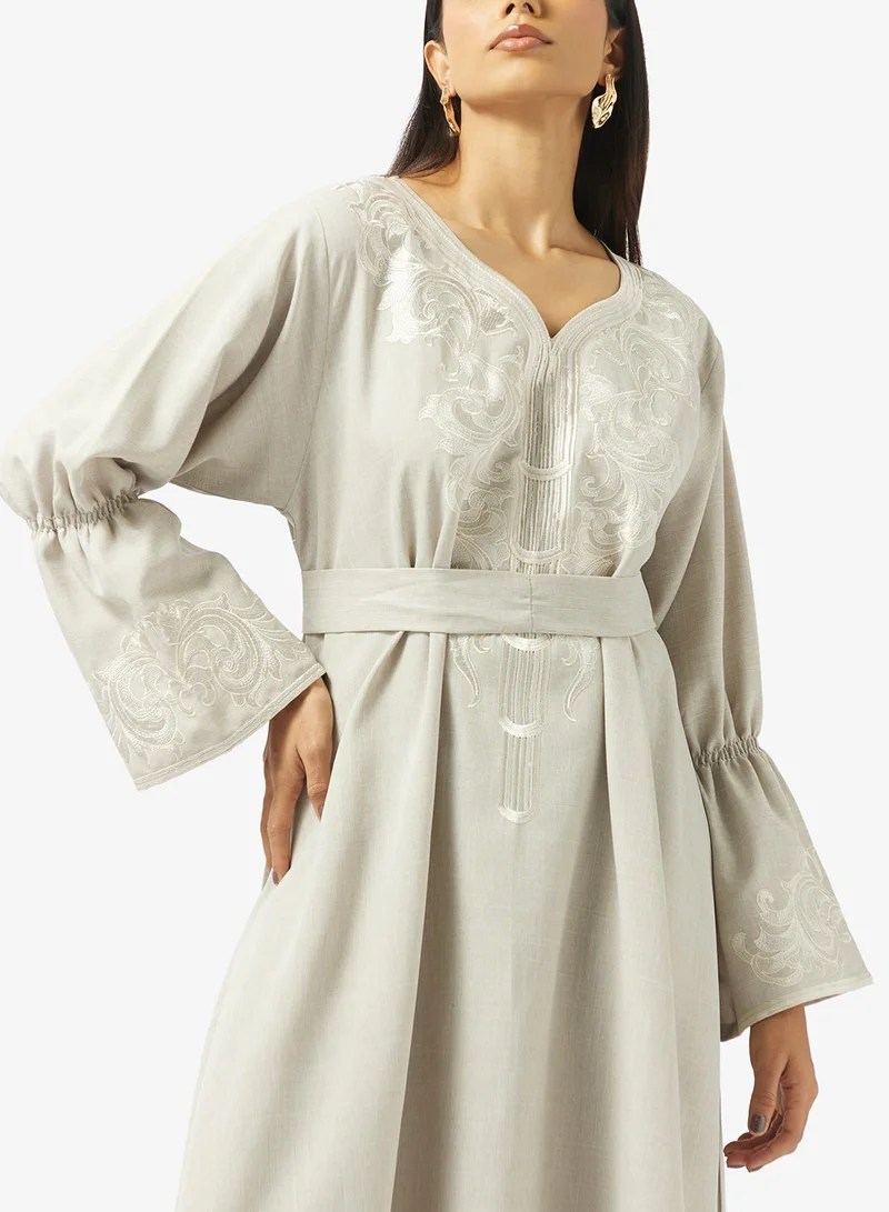 hayas closet  Embroidered Belted Jalabiya for Women | Best Price UAE